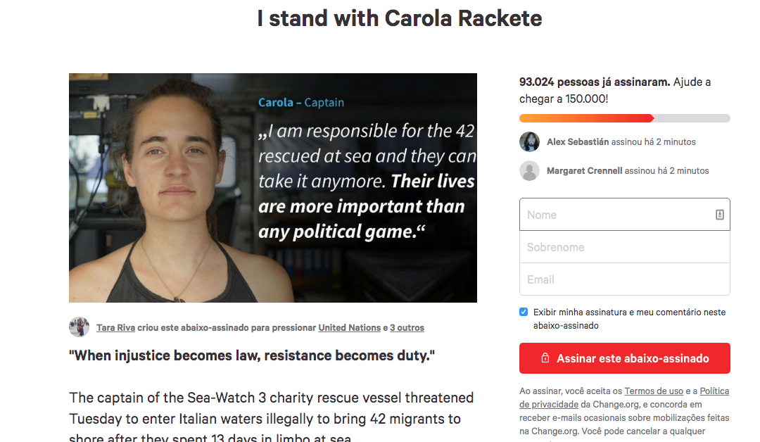 Capitã do “Sea-Watch 3” libertada pelo tribunal