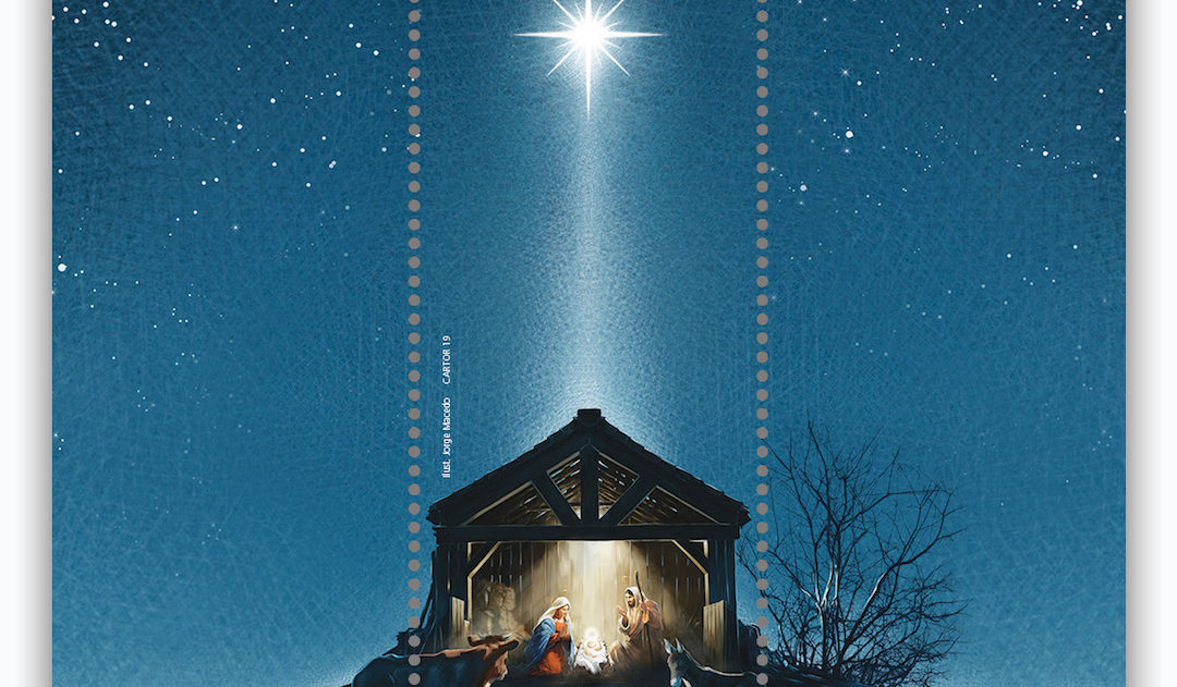 Como pode uma estrela iluminar-se num selo de Natal
