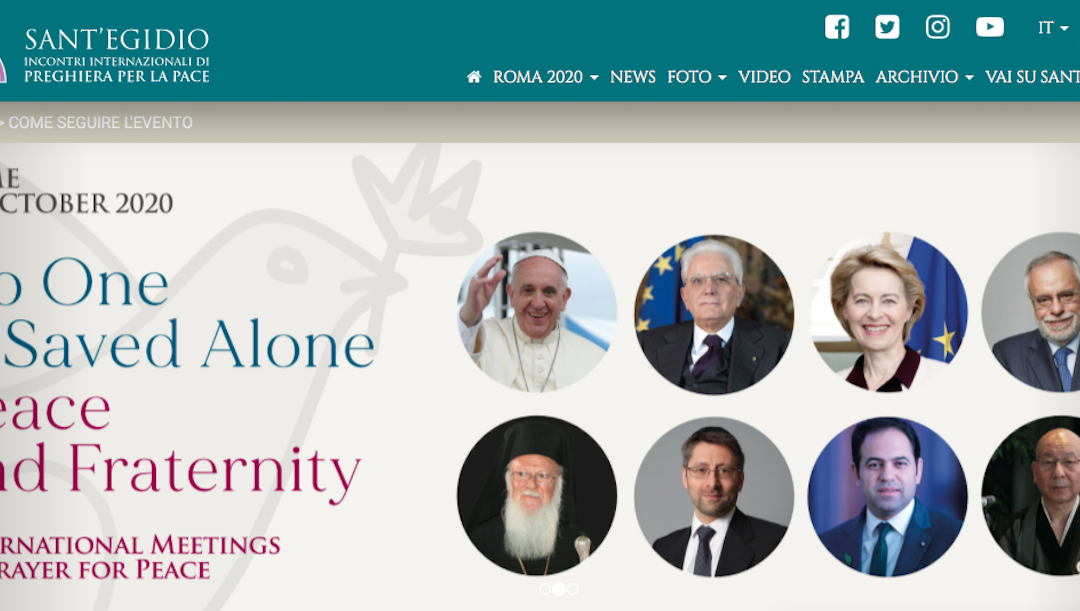 Papa em encontro inter-religioso pela Paz promovido por Sant’Egídio