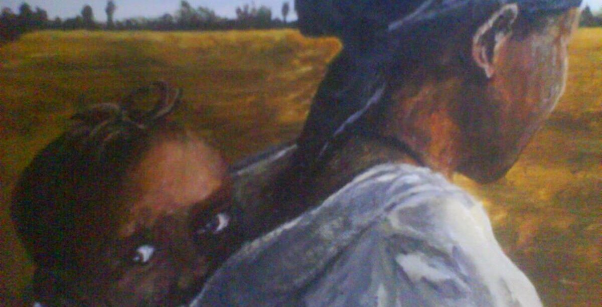 Painting_of_African_woman_carrying_child Reprodução de "Mãe africana a carregar o seu filho". © Arthckunskap, CC BY-SA 3.0 , via Wikimedia Commons.