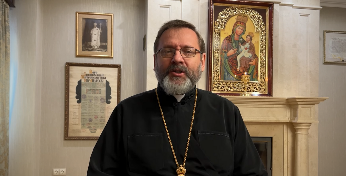 Sviatoslav Shevchuk arcebispo kiev em mensagem aos jornalistas imagem capturada do vídeo