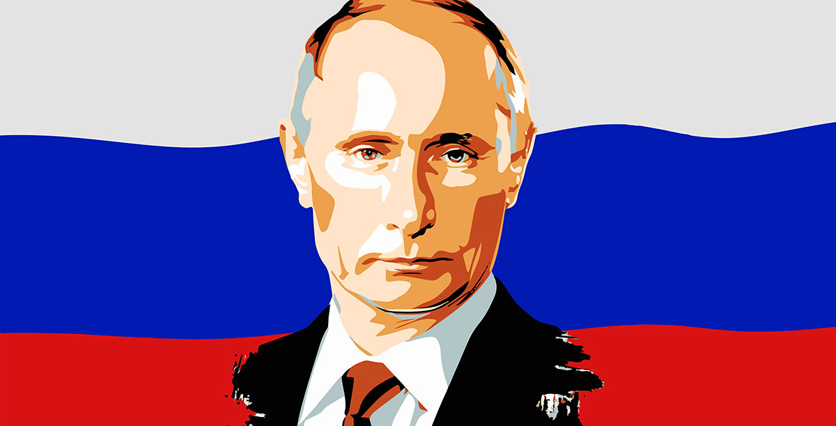 putin, bandeira, rússia Visão estilizada da bandeira e de Vladimir Putin. Foto © Pixabay