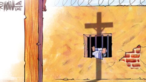 A atual situação na Nicarágua vista pelo cartoonista PxMolina. Imagem retirada do Twitter do autor. https://twitter.com/pxmolina