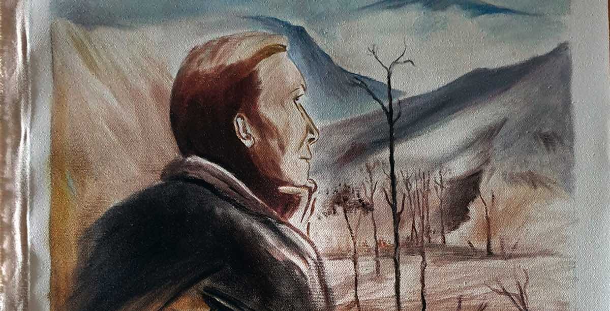 Ruy Cinatti nas montanhas, pormenor de uma das ilustrações de Bosco Alves para o livro Ruy Cinatti (1915-1986) Senhor da Chuva.