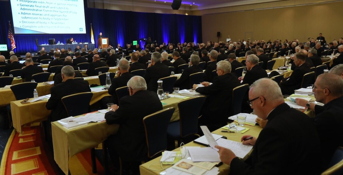 CNS-BISHOPS-SPRING-MEETING Há “feridas duradouras”, adjetiva a síntese, “infligidas não apenas por membros individuais da Igreja, mas muitas vezes pela própria instituição” nos EUA: os abusos sexuais e a forma como, em muitos casos, este assunto foi gerido pelos bispos e outras lideranças, “minou a confiança na hierarquia” e “a integridade moral da Igreja”. Na imagem de arquivo (2019), bispos americanos reunidos em assembleia. Foto © Conferência dos Bispos Católicos dos Estados Unidos.