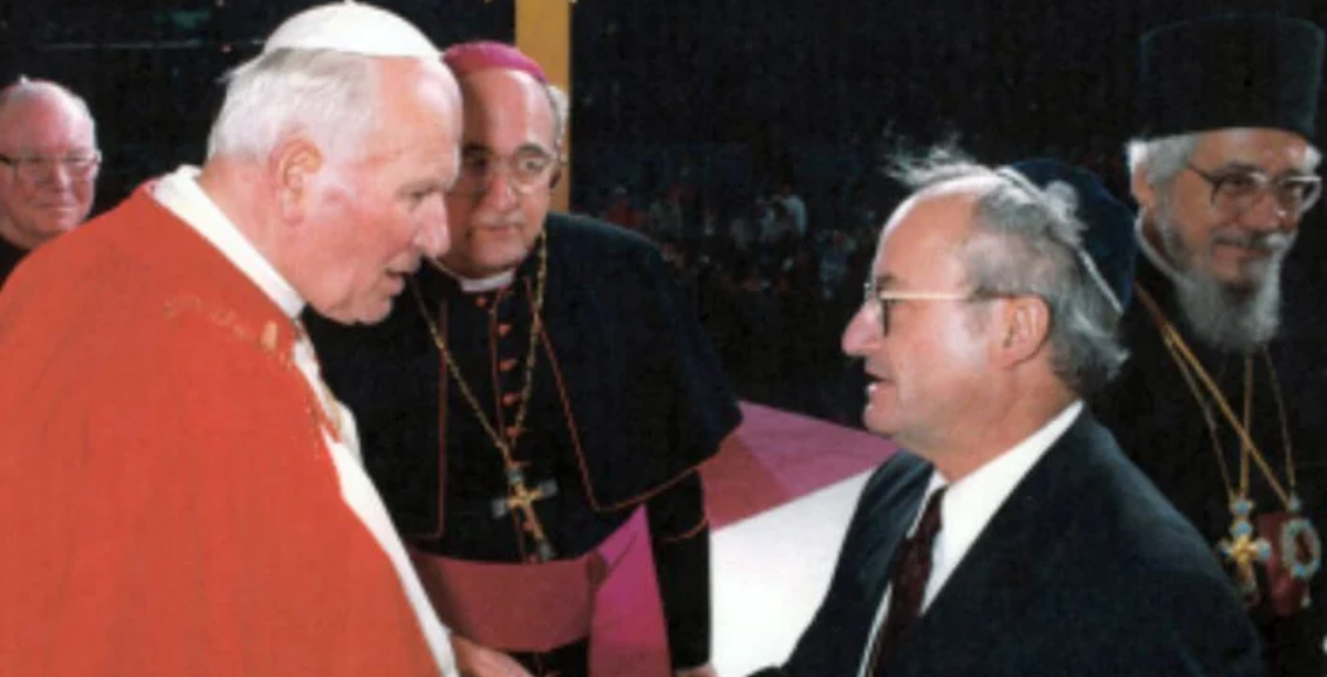 A. James Rudin, right, meets Pope John Paul II at World Youth Day in Denver in 1993. Photo courtesy of Rudin