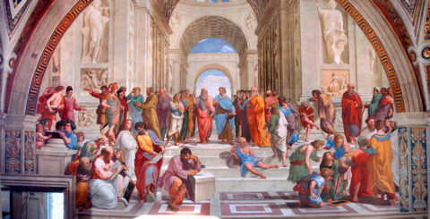 A Escola de Atenas é uma das pinturas mais famosas de Rafael. Foto © Wikimedia Commons