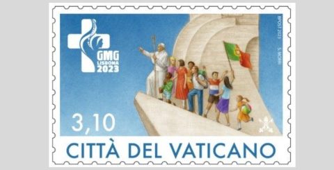 Selo do Vaticano, comemorativo da JMJ Lisboa 2023. Imagem Vatican Media