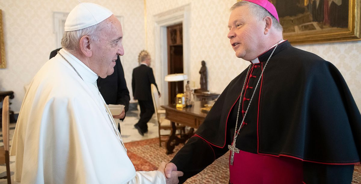Papa Francisco e bispo Richard Stika durante a visita ad limina a 3 dezembro 2019. Foto © Vatican Media.