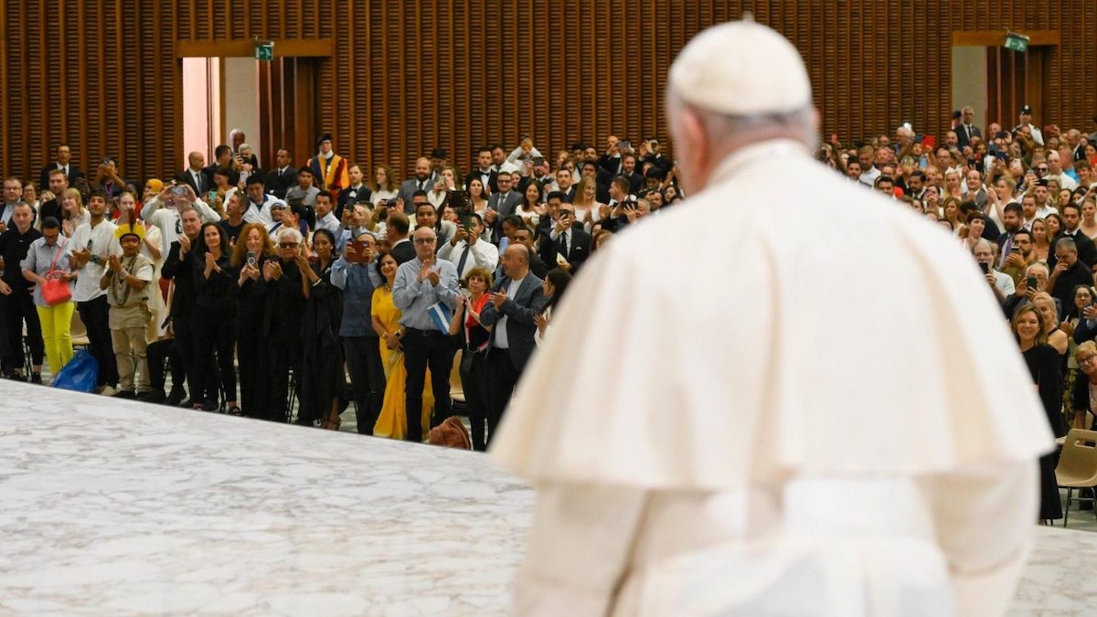 Papa na audiência desta quarta-feira, 23 de agosto. Foto Vatican Media, disponibilizada pela Agência Ecclesia.