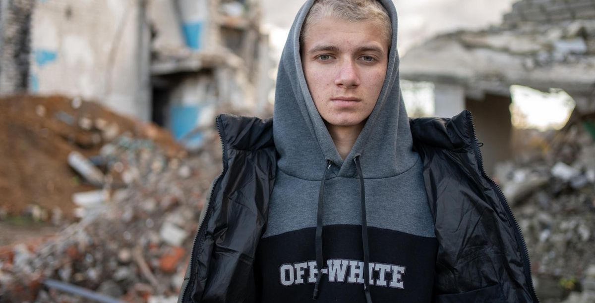 Habriel, jovem ucraniano atingido por mina. Foto UNICEF