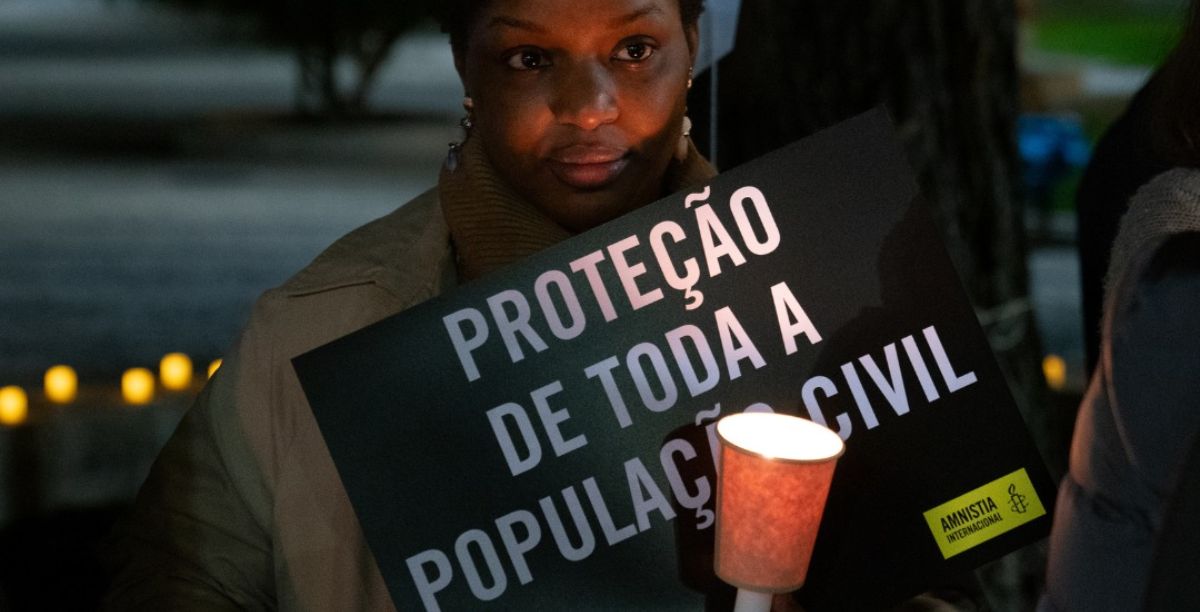 Vigília pelo cessar-fogo entre Israel e Territórios Palestinianos, promovida pela Amnistia Internacional. Foto AI