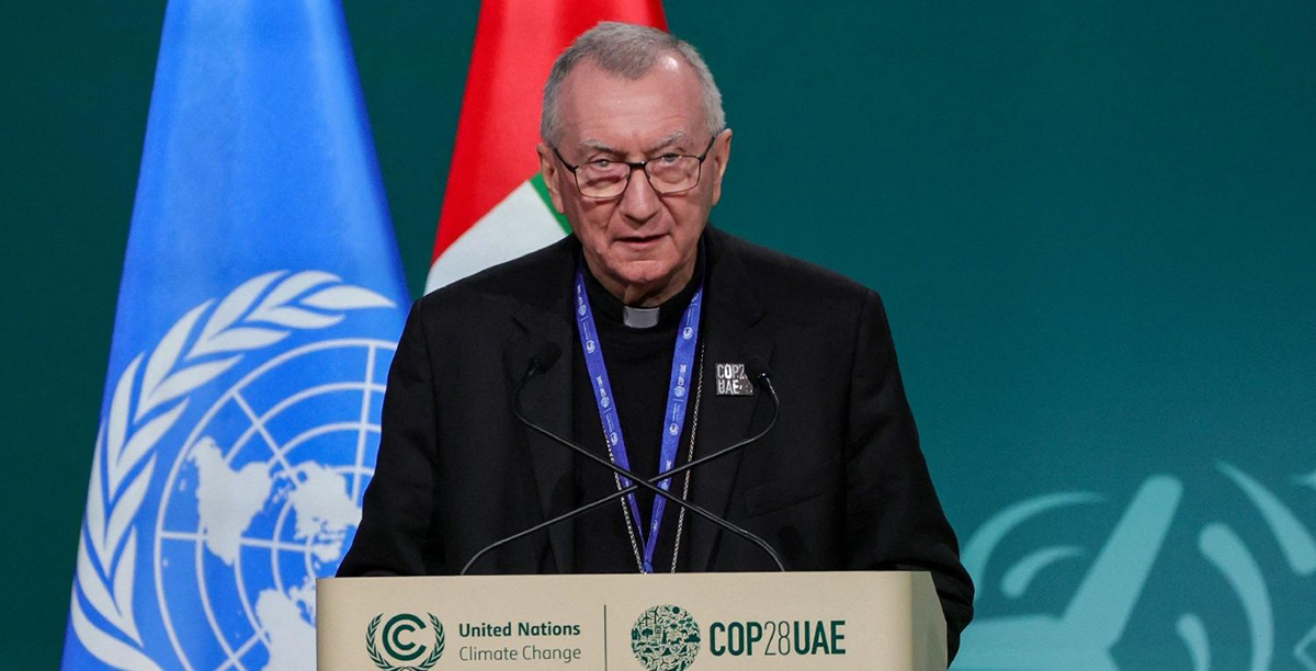O cardeal Pietro Parolin levou a mensagem de Francisco ate à COP. Foto © Vatican Media