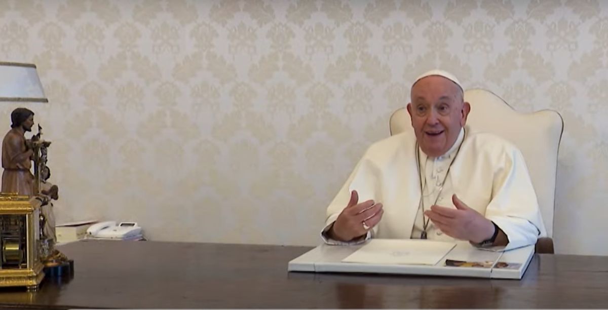 Francisco no Vídeo do Papa de janeiro de 2024. Imagem reproduzia a partir do vídeo no youtube