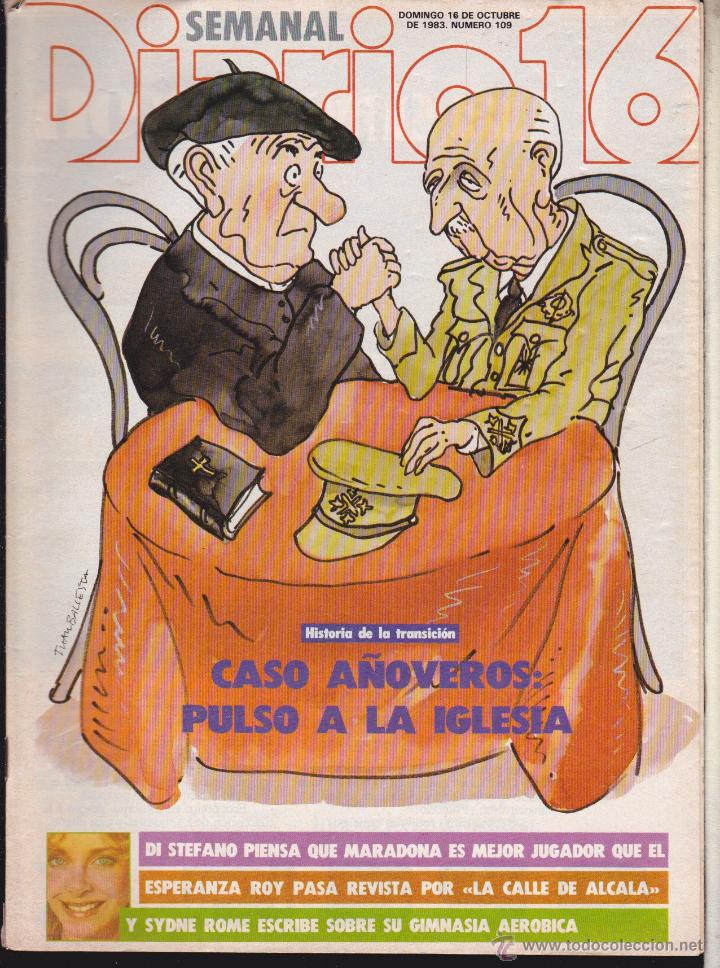 Cartoon na primeira página do Diario16, sobre a mais grave crise entre a Igreja Católica e a ditadura de Franco. Direitos reservados.