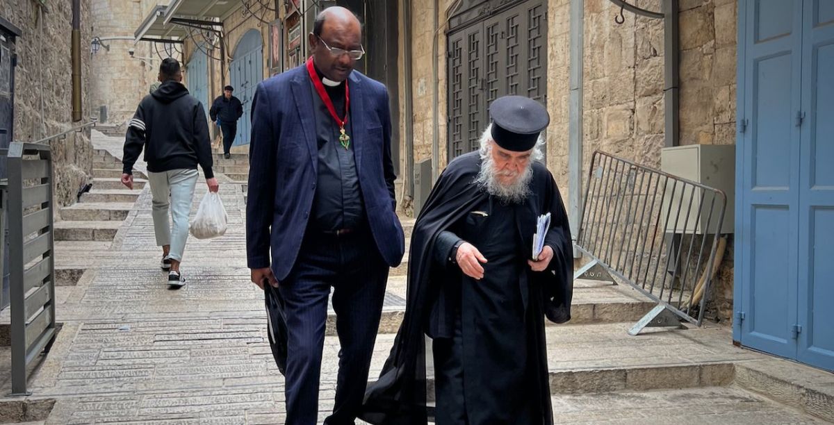 Theophilos III, Patriarch of Jerusalem, and Rev. Prof. Dr Jerry Pillay, WCC general secretary. Photo Marianne EjderstenWCC