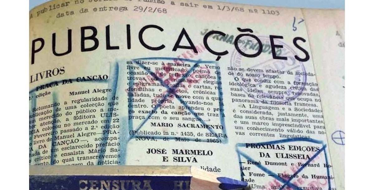 A censura do lápis azul, neste caso ao Jornal do Fundão. Foto: Direitos reservados.