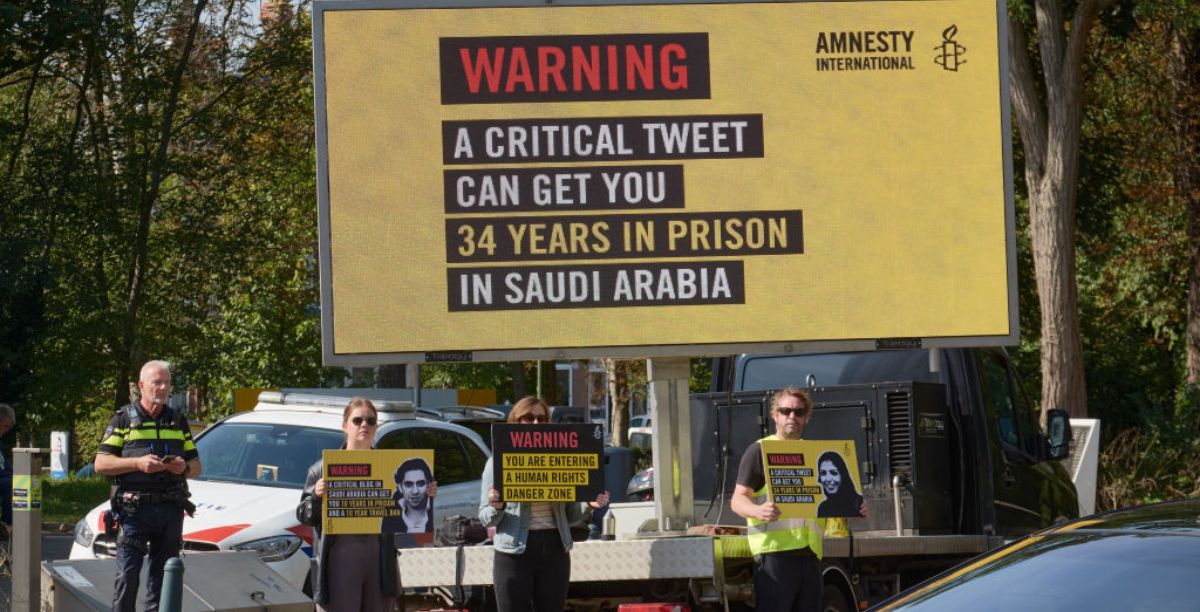 manifestação defesa dos direitos humanos na Arábia Saudita. Foto Pierre CromGetty Images, via AI