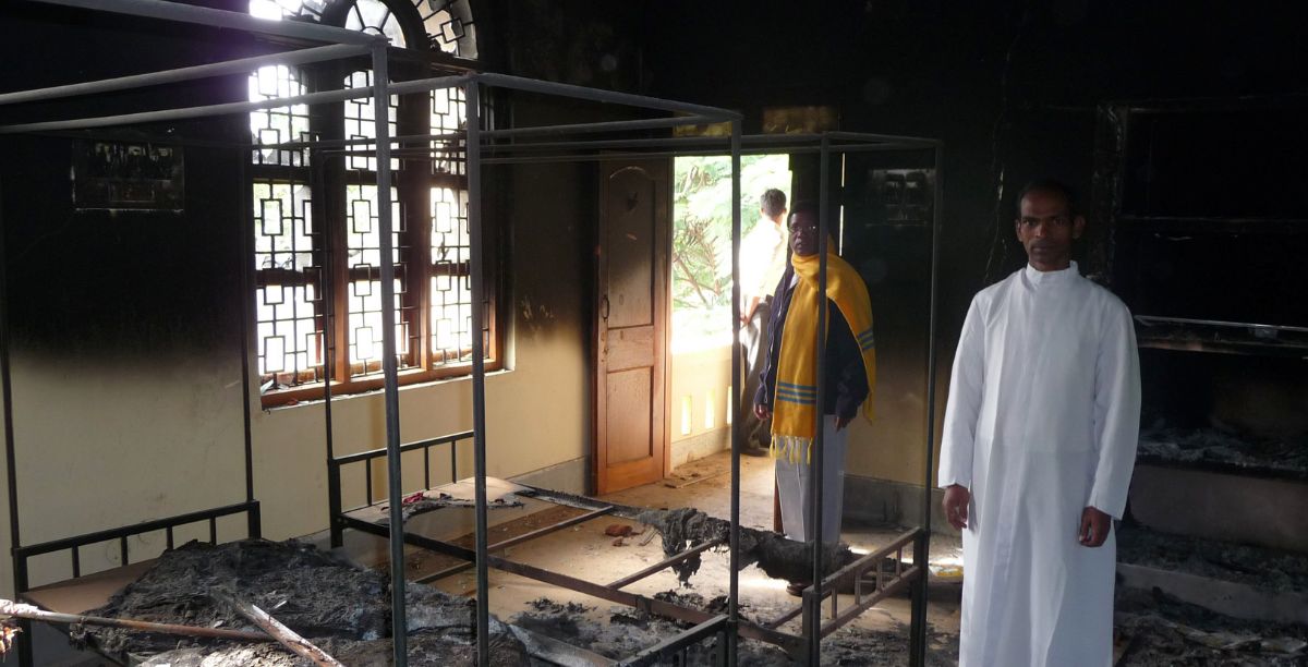 Igreja destruída na Índia. Foto © Ismael Martinez Sánchez ACN