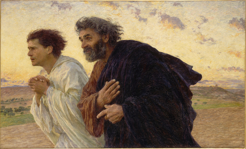 “Os Discípulos Pedro e João correndo para o Sepulcro na manhã da Ressurreição”, Eugène Burnand, 1898