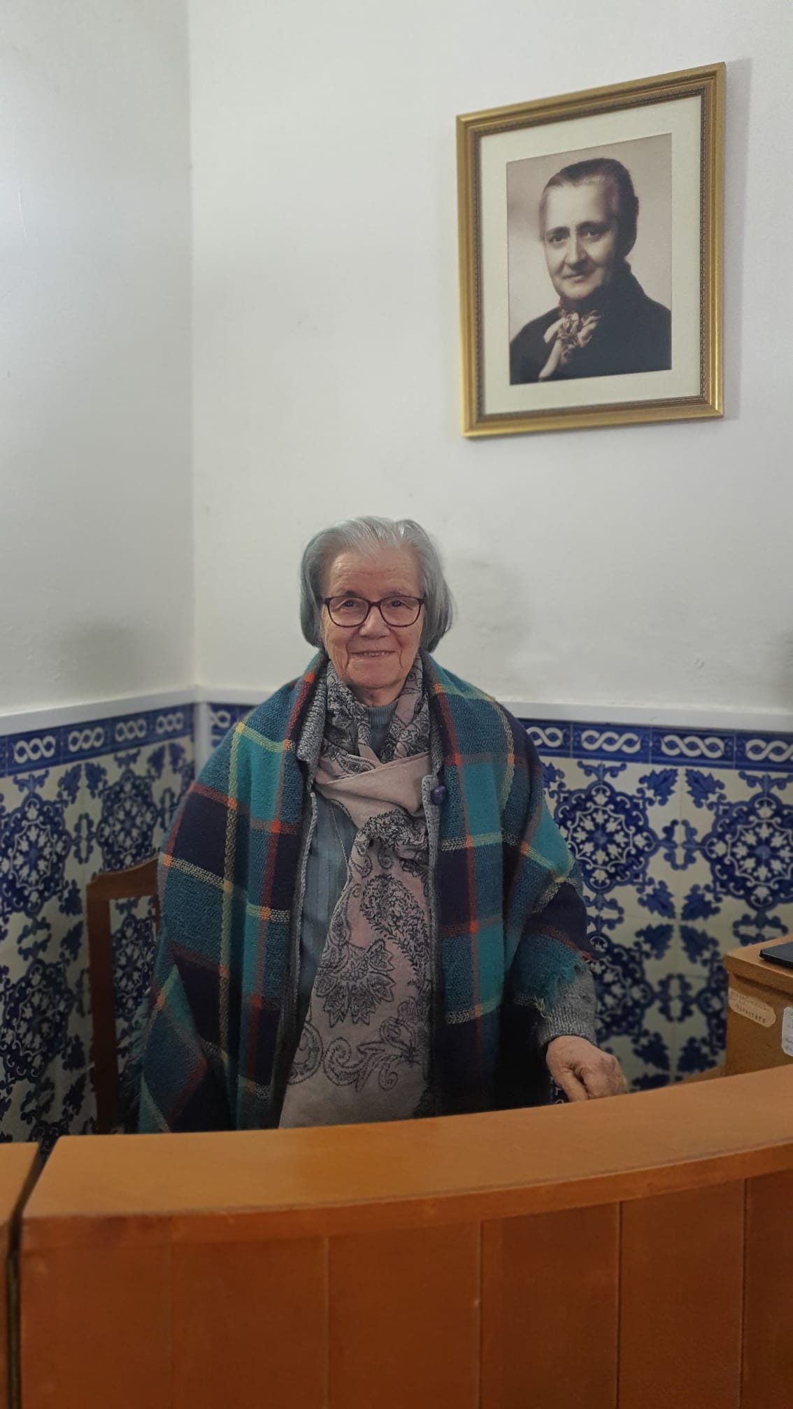 Irmã Maria Laíde, serva de Nossa Senhora de Fátima, na receção do Convento das Capuchas. Foto Clara Raimundo