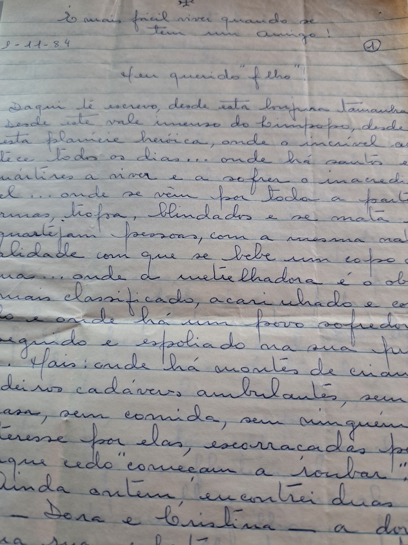 A carta de Glória para Manuel Vilas Boas