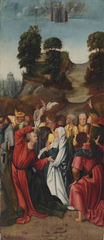 Ascensão de Cristo, por Adriaen van Overbeke, . 1510–1520. Domínio público, via Wikimedia Commons.