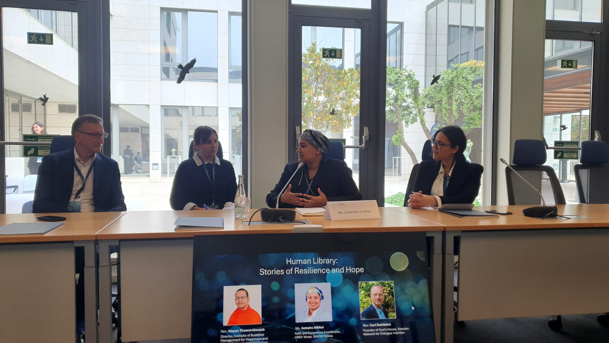 Azmaira Alibhai durante a sua intervenção no Fórum Global do Kaiciid, 16 maio 2024. Foto Clara Raimundo