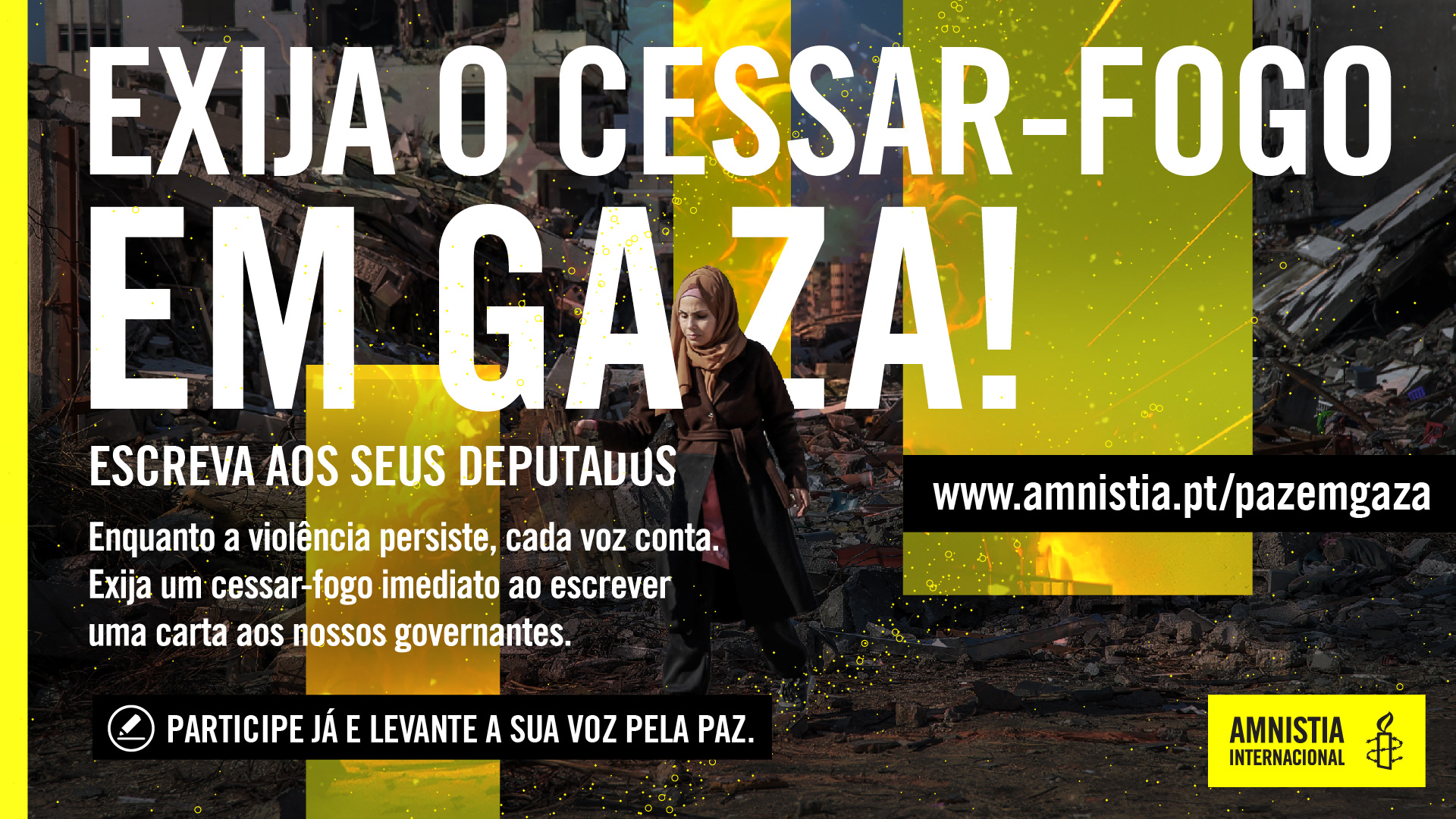Campanha cessar fogo Amnistia Internacional Portugal_cartaz