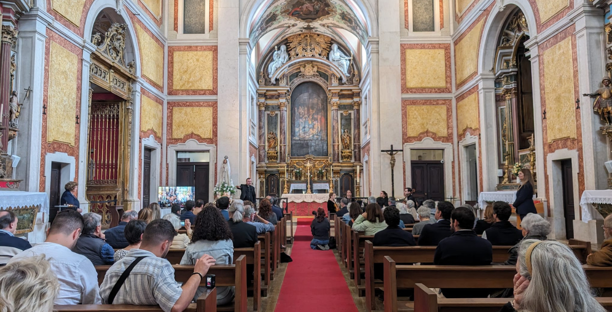 Igreja de Santa Cruz do Castelo, durante apresentação do projeto de revitalização, 16 maio 2024. Foto Torre da Igreja