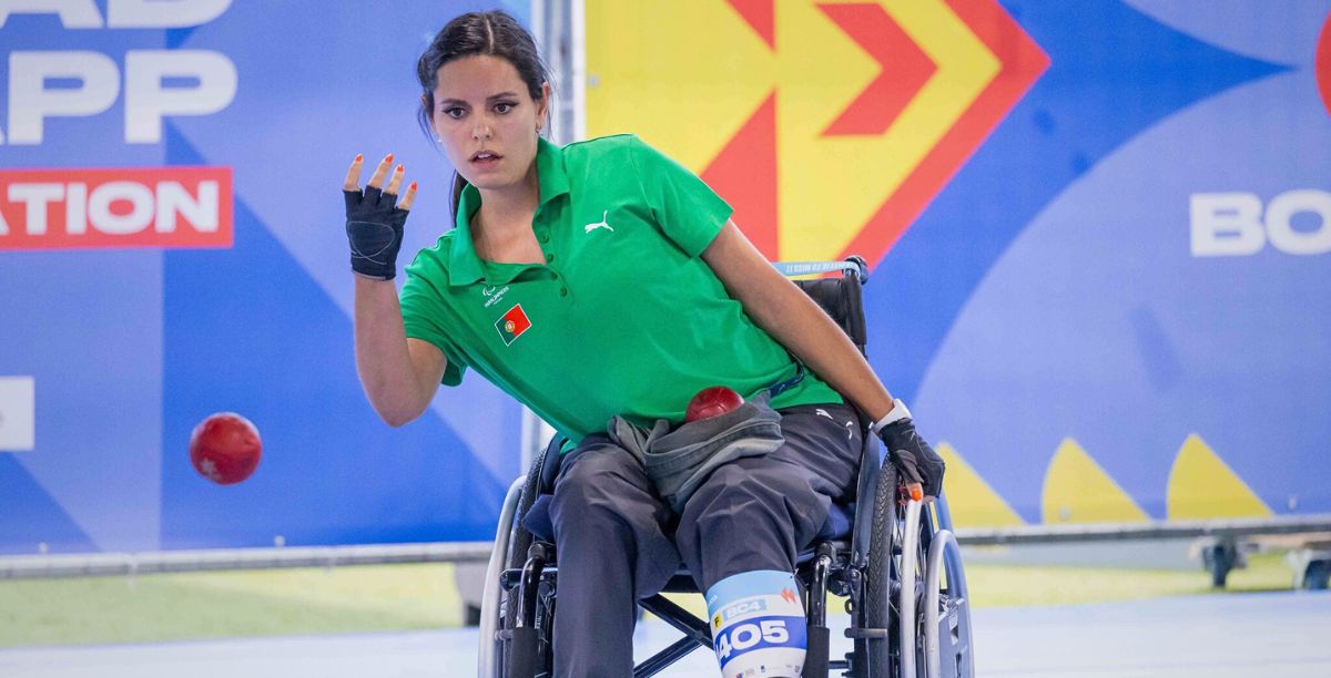 Carla Oliveira no Campeonato Europeu de Boccia, em Roterdão, agosto 2023. Foto David BarrosCPP