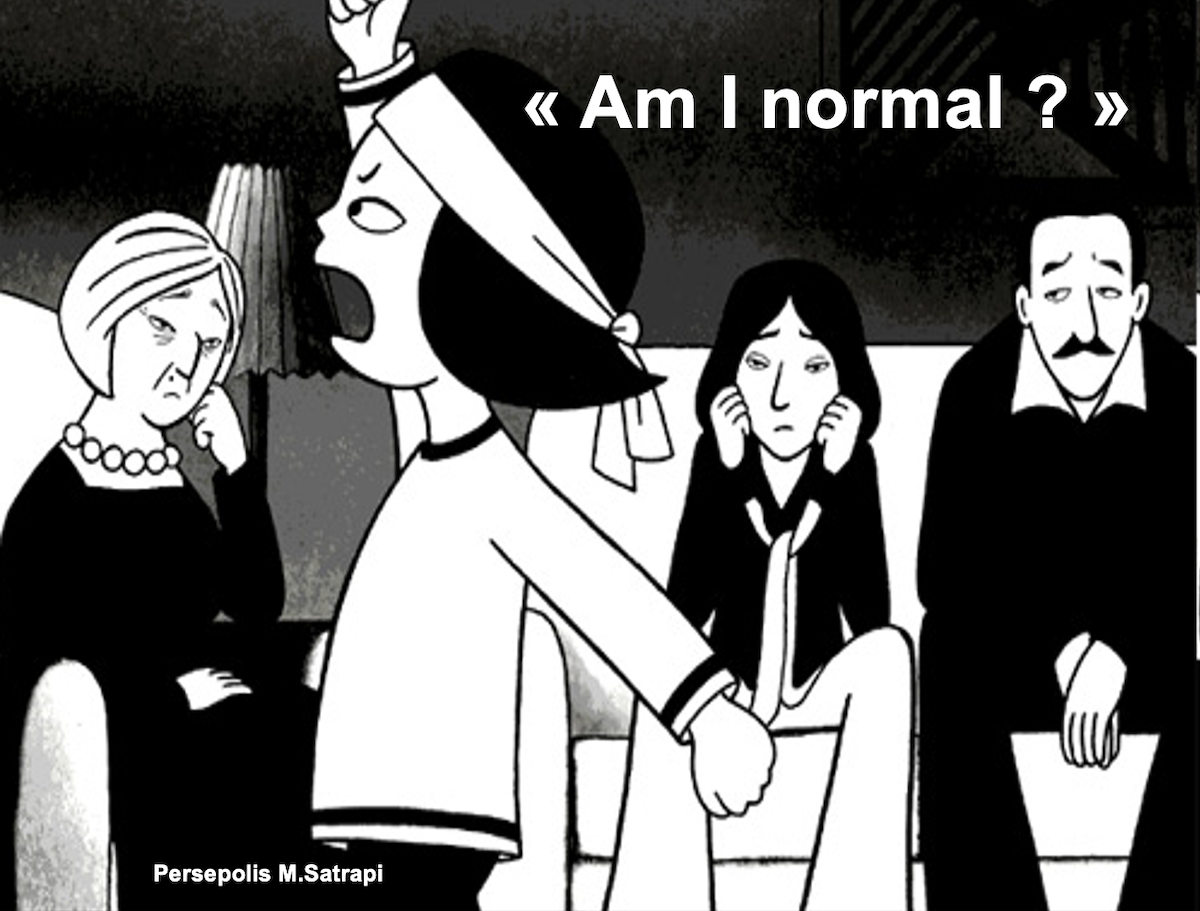 “Sou normal?” Imagem do filme Persepolis, inspirado no livro de Marjane Satrapi com o mesmo título.