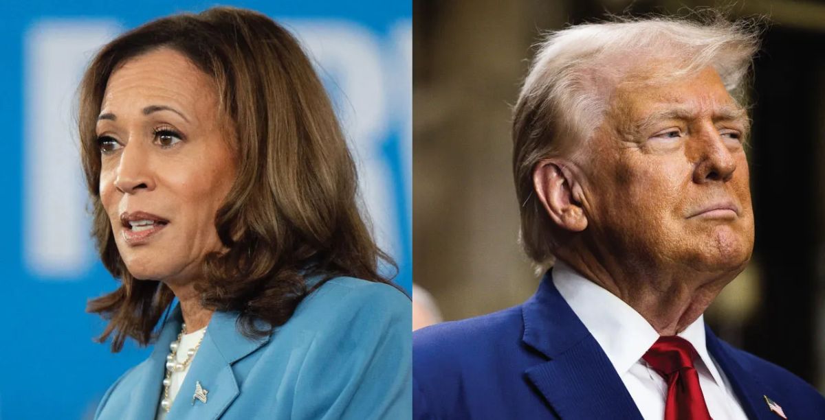 Kamala Harris vs. Donald Trump Imagem reproduzida a partir da página de facebook do Pew Research Center