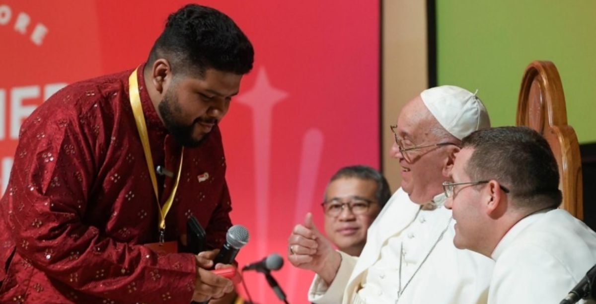 O Papa Francisco no encontro inter-religioso com jovens em Singapura, 13 setembro 2024. Foto Vatican Media (1)