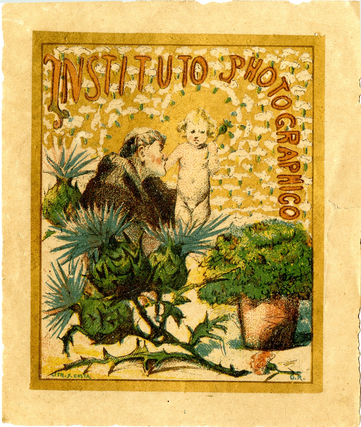 Santo António, publicidade, Instituto Phtografico, plantas, açucenas, alcachofras, manjerico, cravo