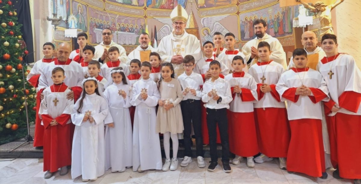 Patriarca Latino em Gaza, 22 dezembro 2024. Foto Patriarcado Latino de Jerusalém