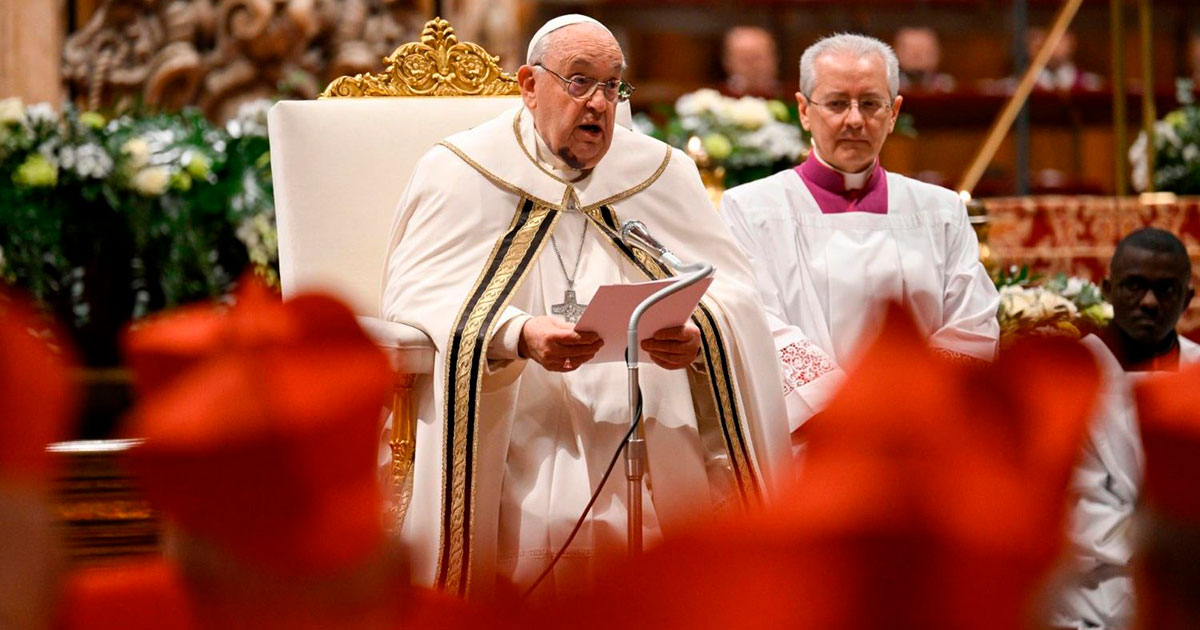 Papa Francisco na homilia do Consistório 2024. Foto © Vatican Media