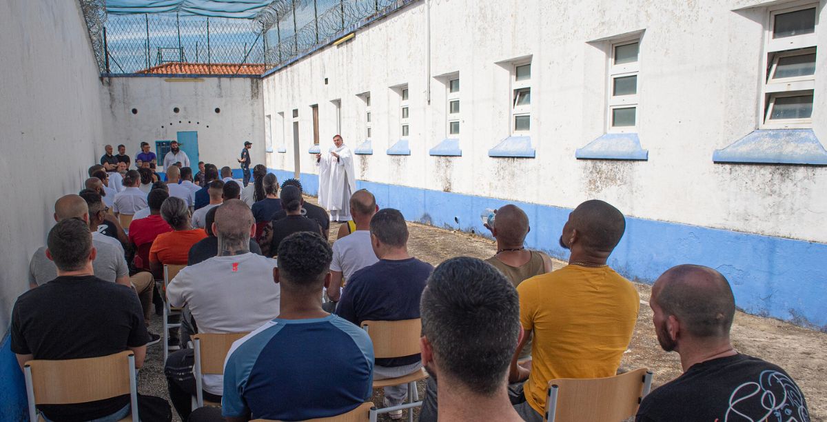 Bispo Américo Aguiar na prisão de Setubal, maio 2024. Foto Ricardo Perna Diocese de Setúbal