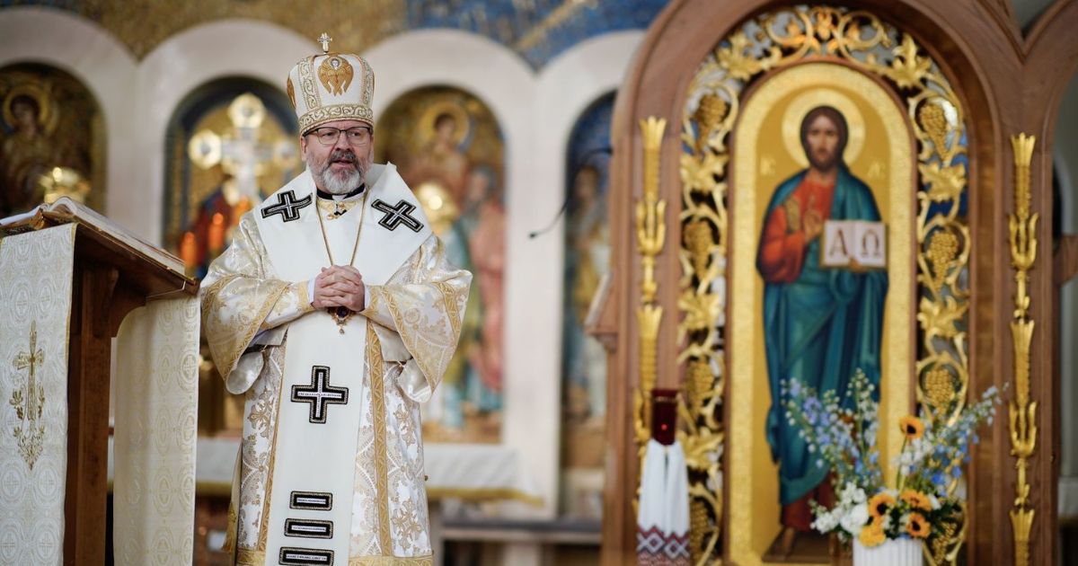 Sviatoslav Shevchuk celebra missa durante a sua visita pastoral a Filadélfia, EUA. Foto Arquieparquia de Filadélfia