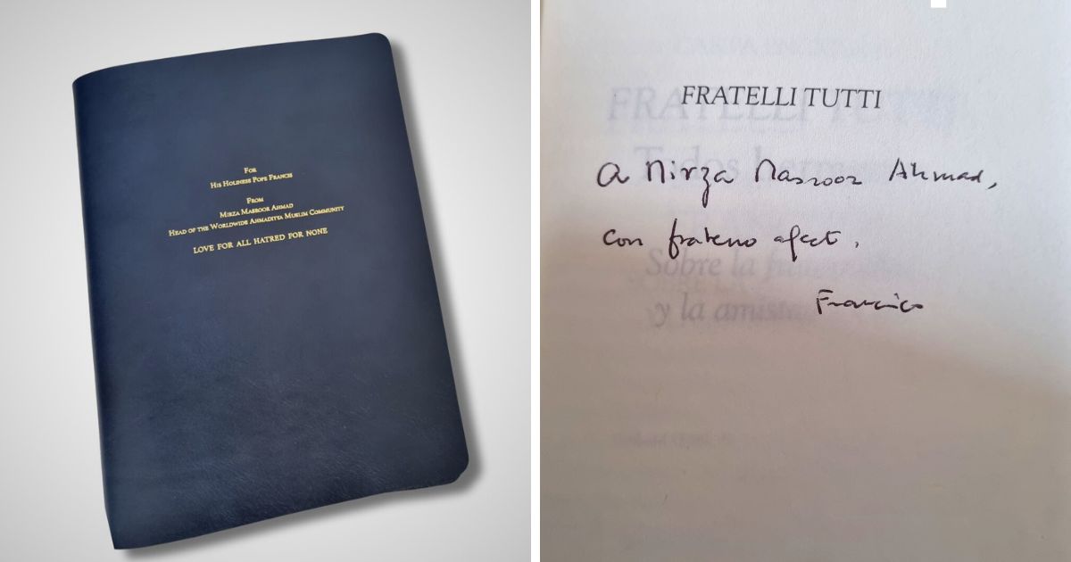 A carta do Califa da Comunidade Ahmadia, Mirza Masroor Ahmad, e a dedicatória do Papa para o Califa na encíclica Fratelli Tutti