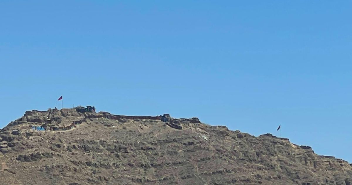 Armenian Azerbaijani border in Yeraskh - the two flags showing that Armenia and Azerbaijan borders are very close to each other. Photo Carla KhijoyanWCC