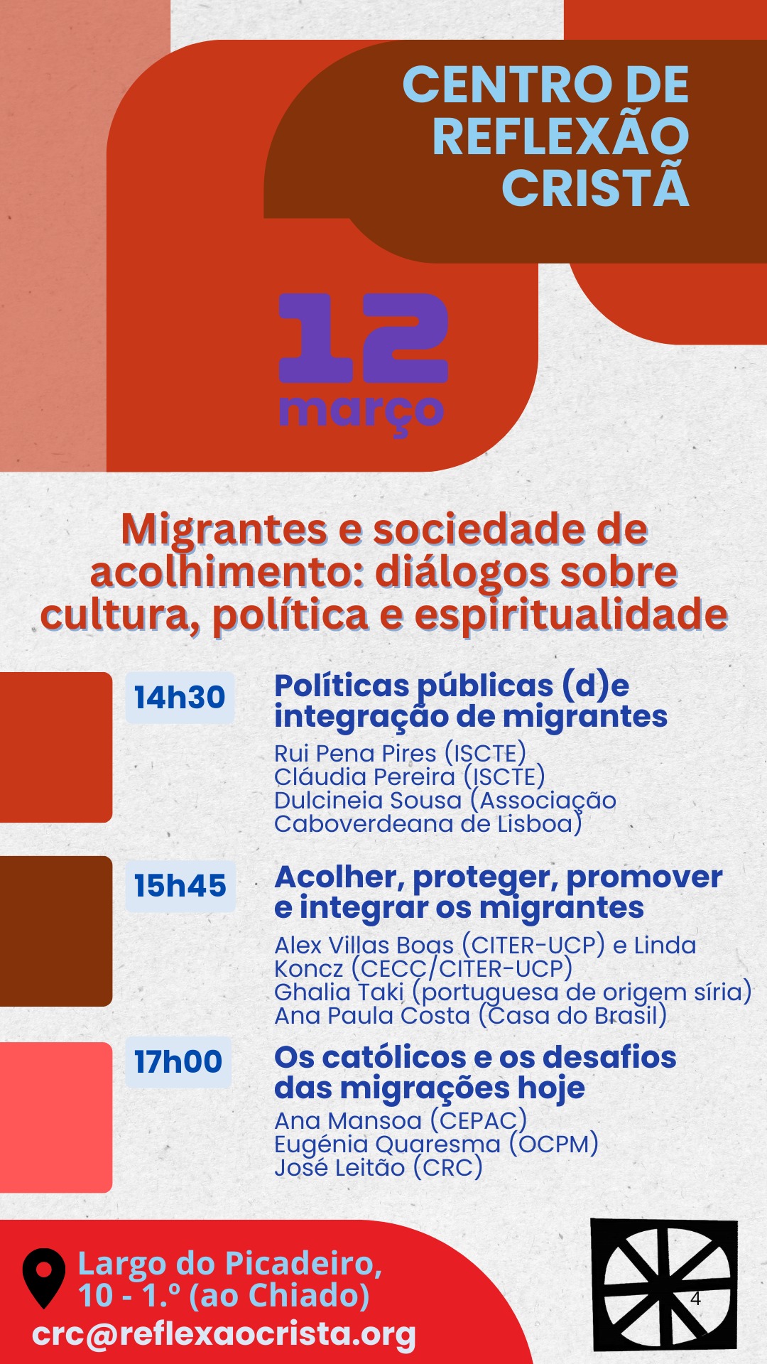 Centro de Reflexão Cristã Jornada migrantes cartaz