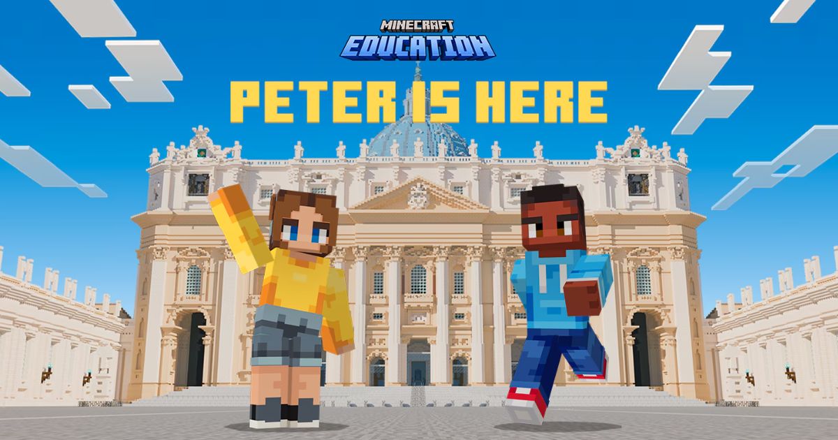 Plano inicial do jogo Peter is here. Foto Minecraft Education