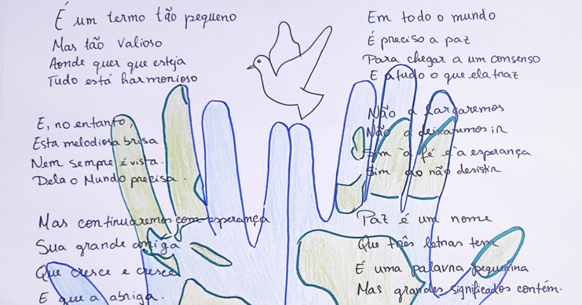 Ilustração da Ana Luisa para o seu poema sobre a Paz.