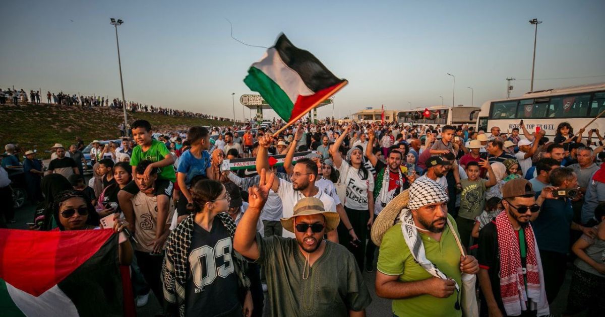 March to Gaza. Foto reproduzida a partir da conta de Facebook de Sara Bellariva March to Gaza. Foto reproduzida a partir da conta de Facebook de Sara Bellariva