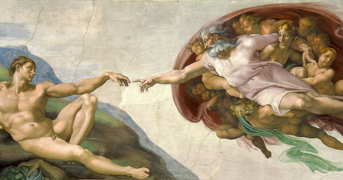 Michelangelo, A Criação de Adão, arte, pintura, Deus