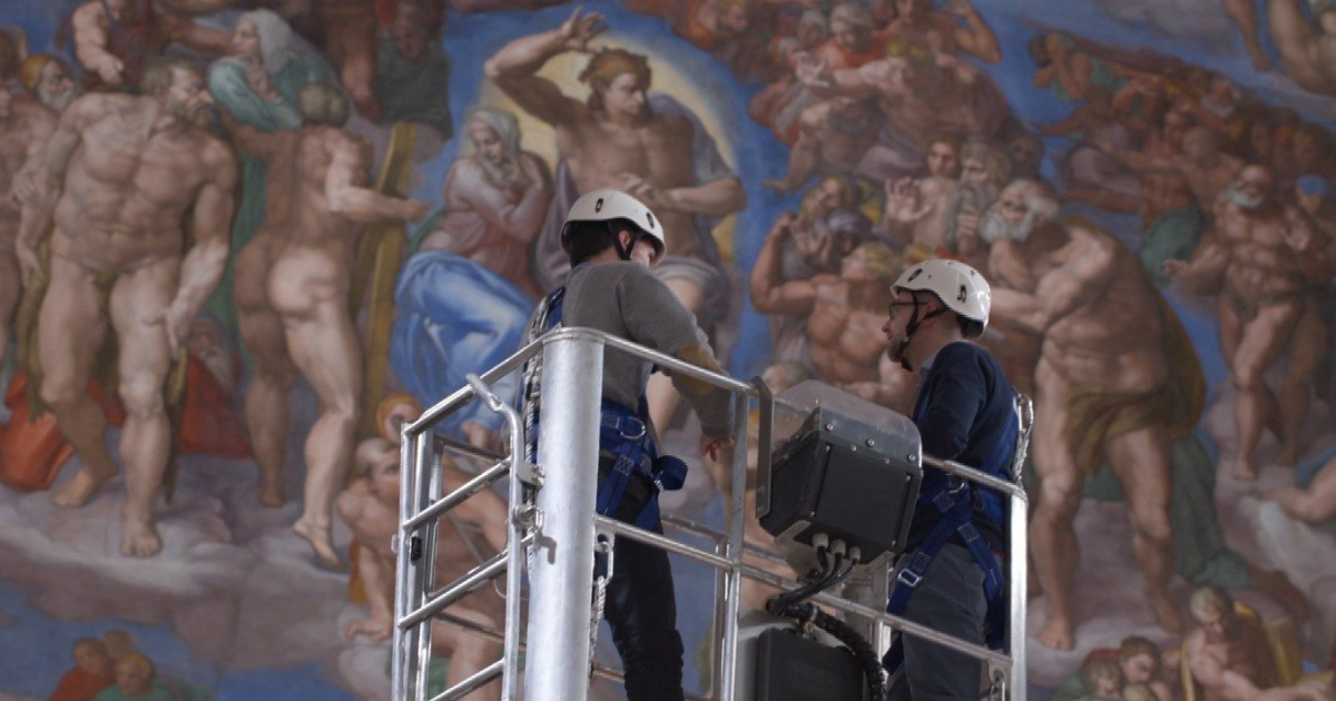 Trabalhos de manutenção e restauro no Juízo Final, Capela Sistina. Foto © Vatican Media