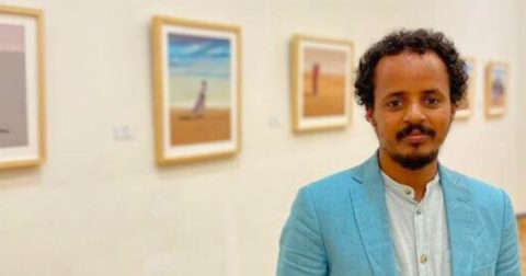 Uma exposição e uma conversa para viajar no "tempo zero" do povo saharauhi Uma exposição do pintor saharaui Aawah Walad na Livraria Ler Devagar,. Foto DR