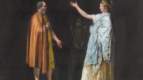 A filosofia como instrumento útil para a vida coletiva A filosofia personificada como uma mulher com Sócrates. Pintura de Antonio Canova, Public domain, via Wikimedia Commons.