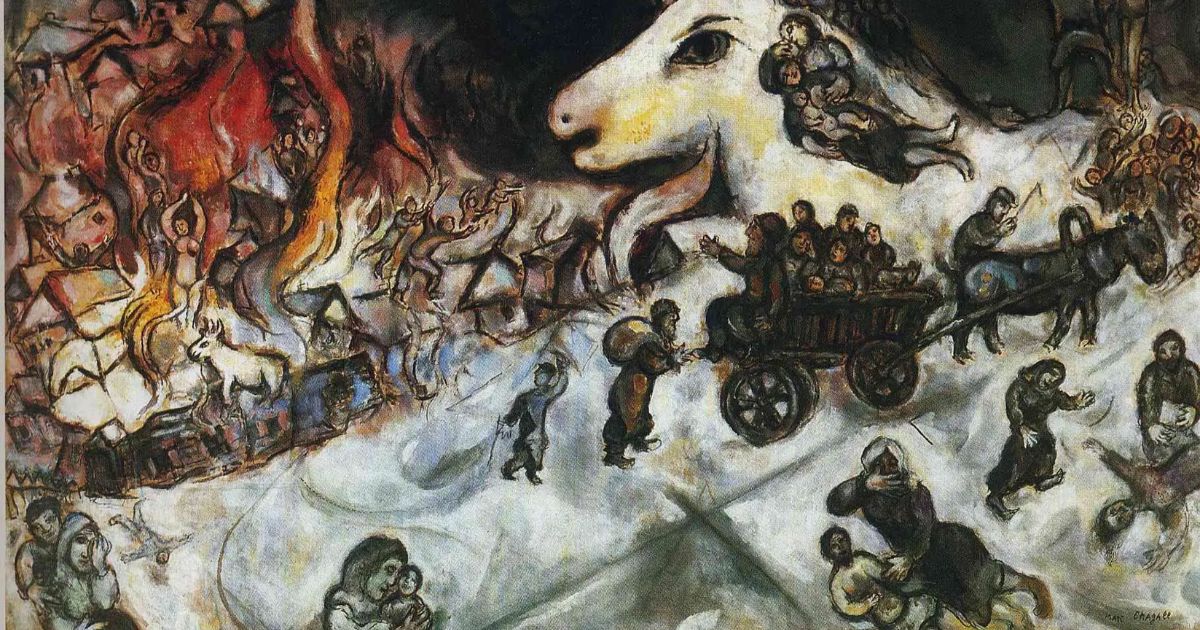 Pormenor da obra War, de Marc Chagall. Foto DR Pormenor da obra War, de Marc Chagall. Foto DR